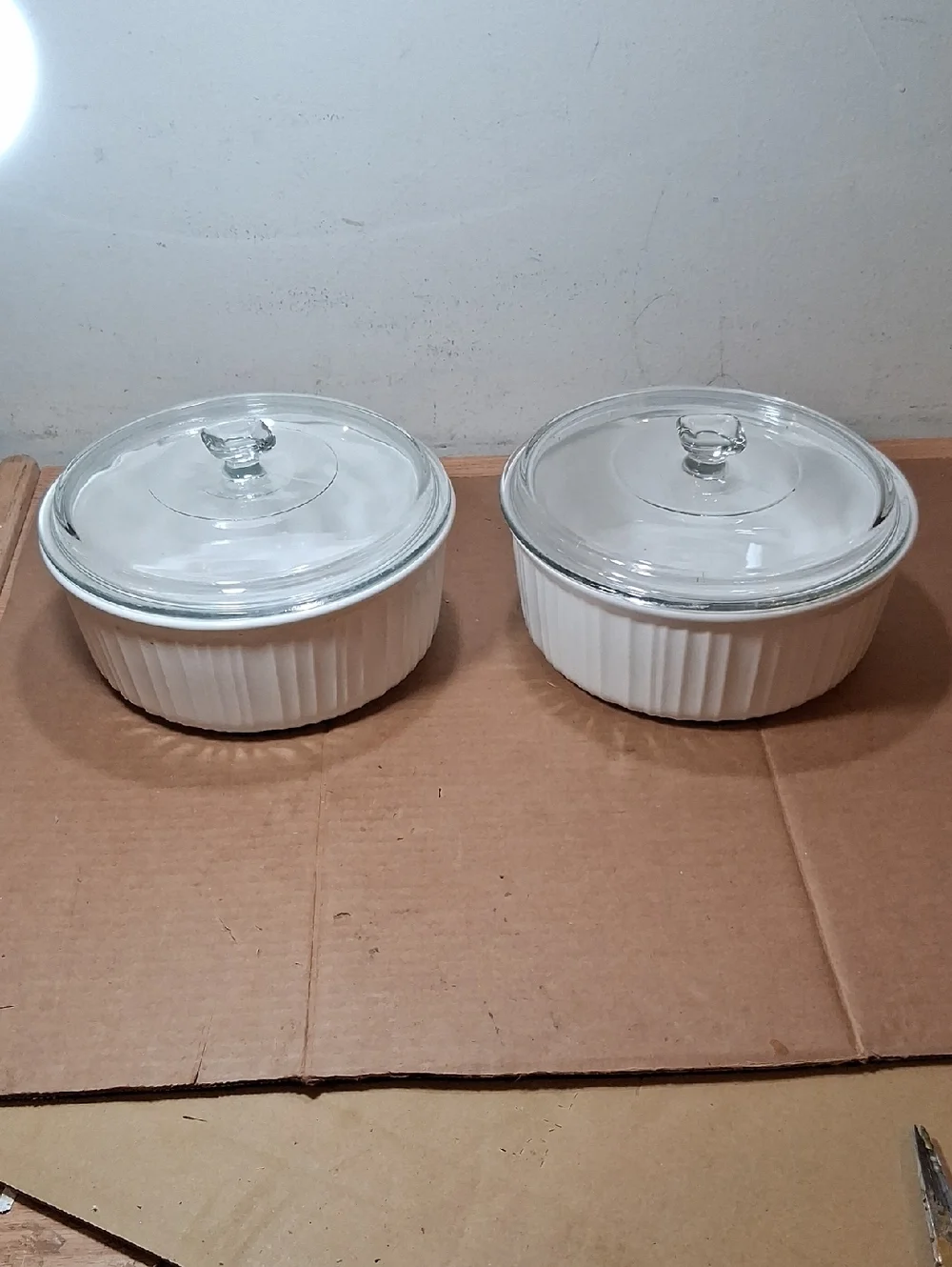 2 CorningWare French White Stoneware 2.5 Qt Round Casseroles with Glass Lid
